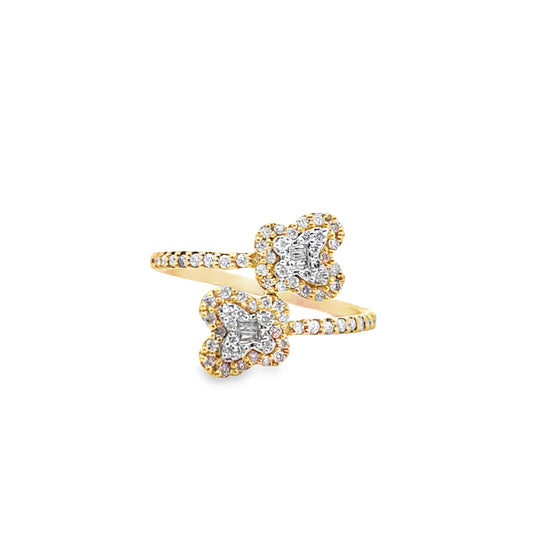 Diamond Butterfly Cuff Ring 0.35 ctw 10K Yellow Gold