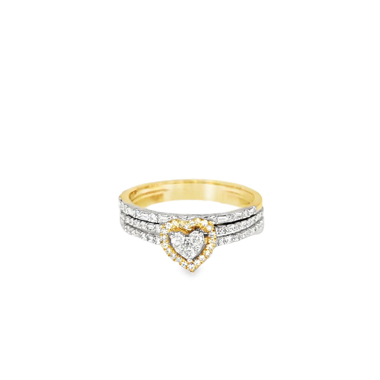 Diamond Heart Shaped Ring with Band 0.50 ctw 10K Yellow Gold