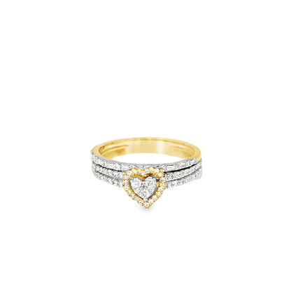 Diamond Heart Shaped Ring with Band 0.50 ctw 10K Yellow Gold