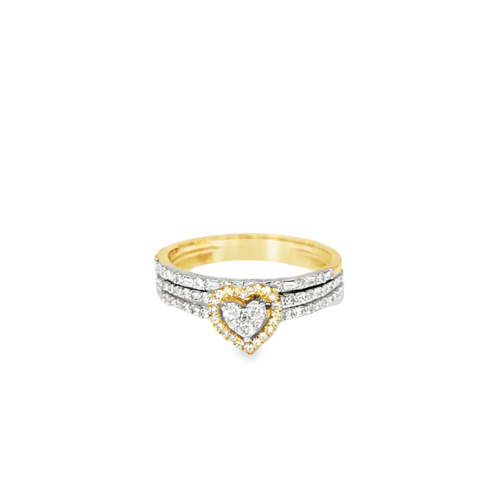 Diamond Heart Shaped Ring with Band 0.50 ctw 10K Yellow Gold