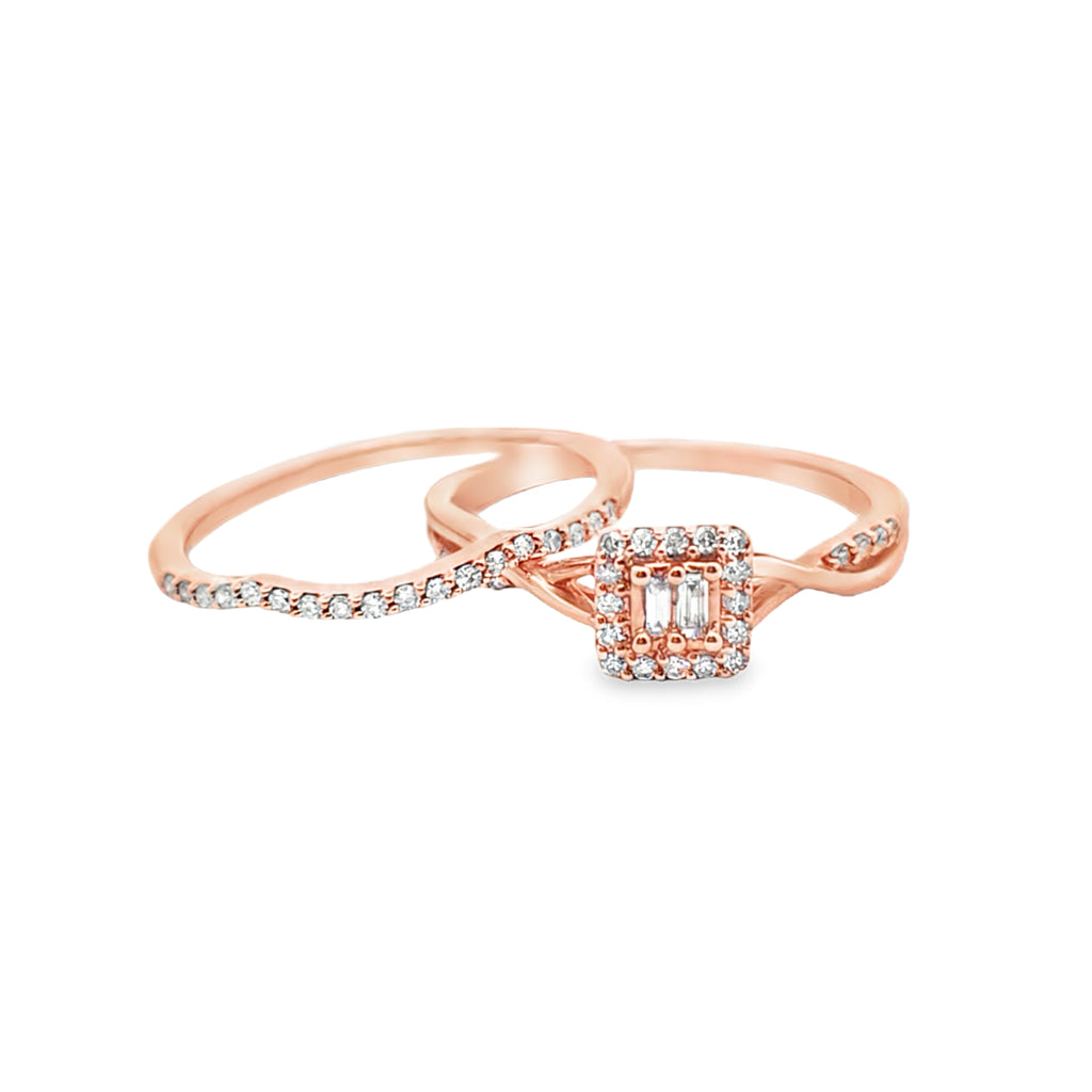 Diamond Square Ring Baguette & Round Stones 0.25 ctw 10K Yellow Gold