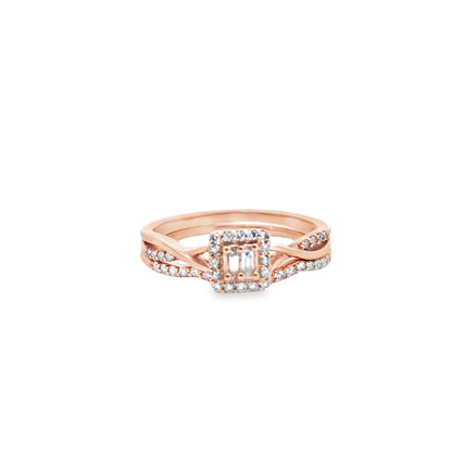 Diamond Square Ring Baguette & Round Stones 0.25 ctw 10K Yellow Gold