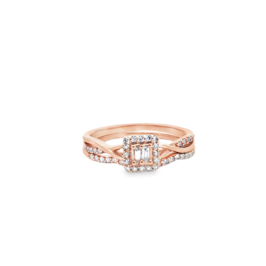 Diamond Square Ring Baguette & Round Stones 0.25 ctw 10K Yellow Gold