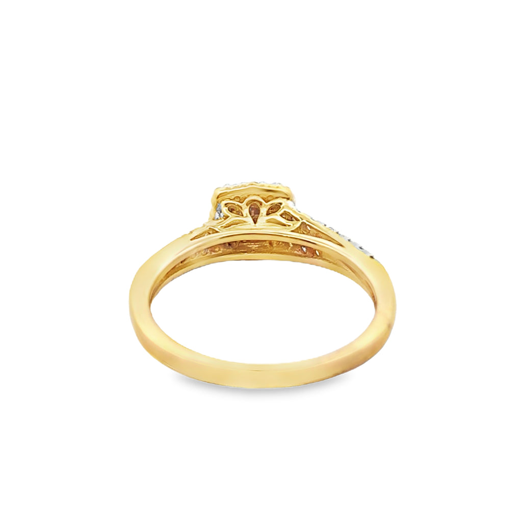 Diamond Square Ring Princess Cut Stones 0.50 ctw 10K Yellow Gold