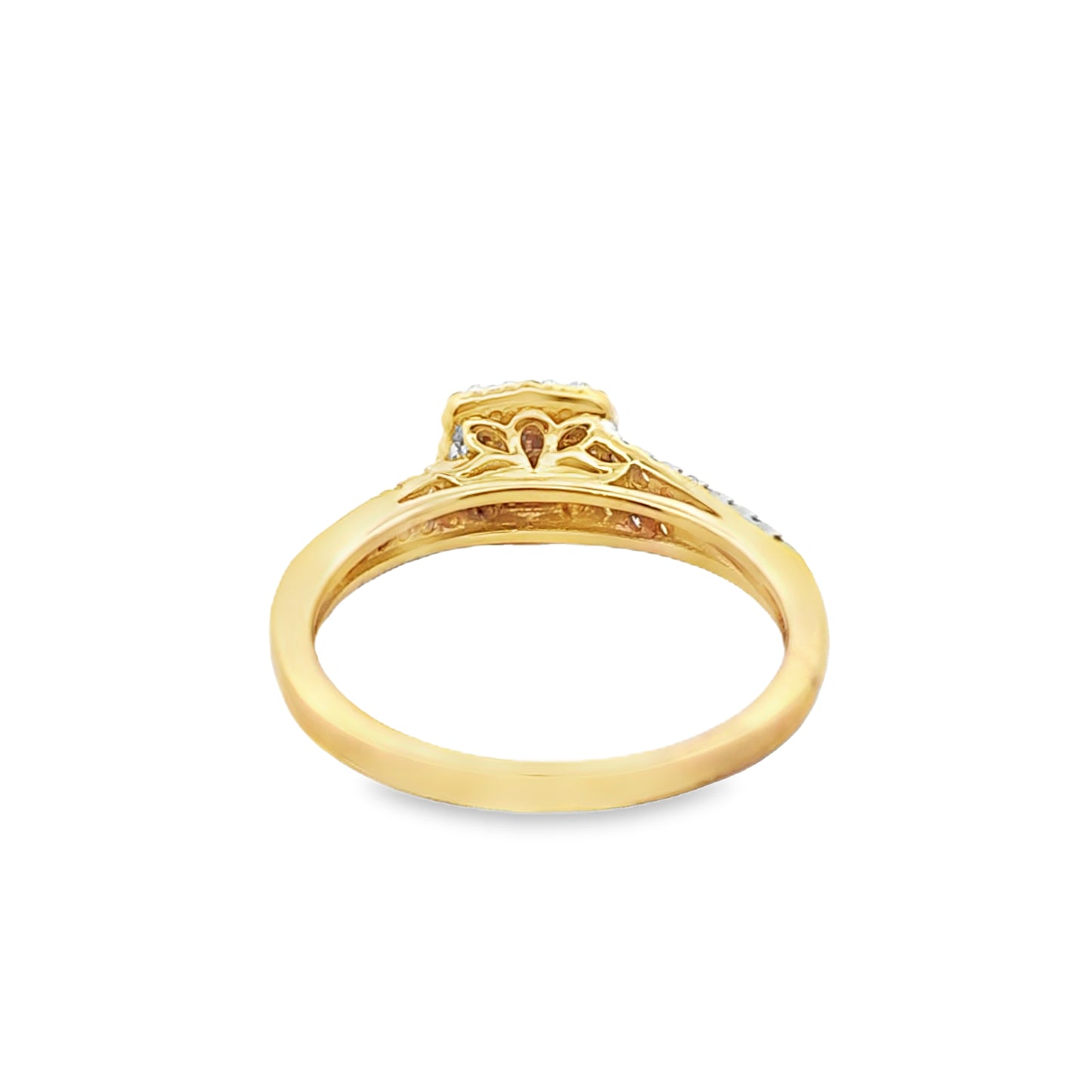 Diamond Square Ring Princess Cut Stones 0.50 ctw 10K Yellow Gold