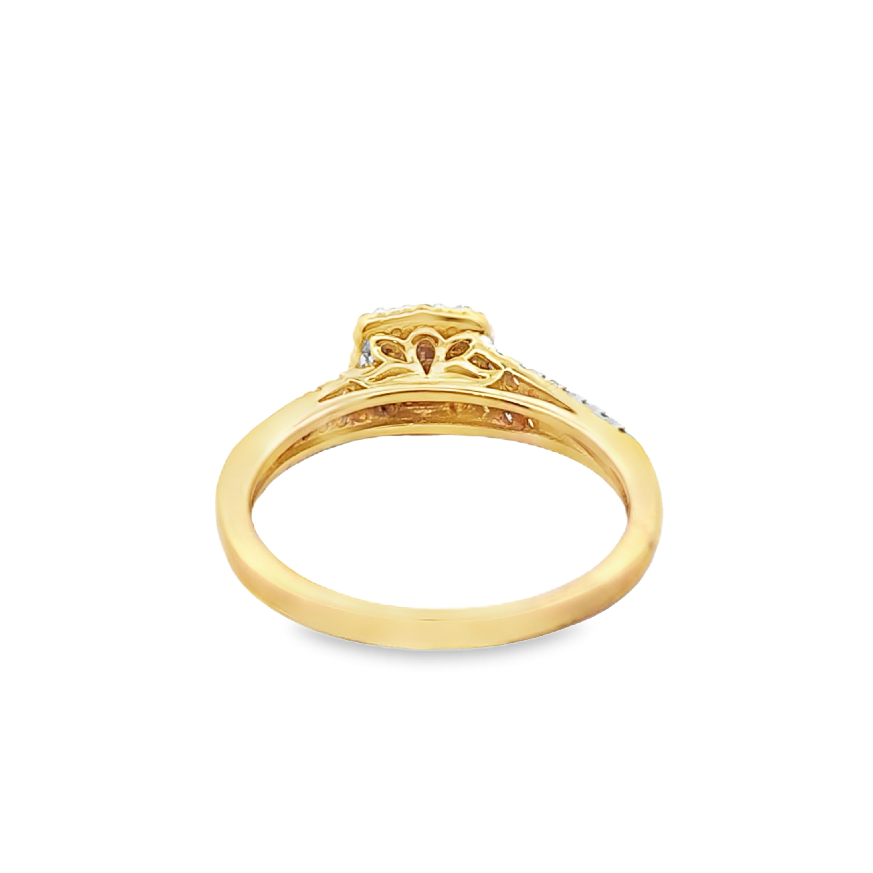 Diamond Square Ring Princess Cut Stones 0.50 ctw 10K Yellow Gold