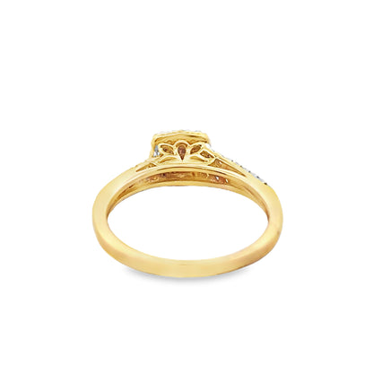 Diamond Square Ring Princess Cut Stones 0.50 ctw 10K Yellow Gold