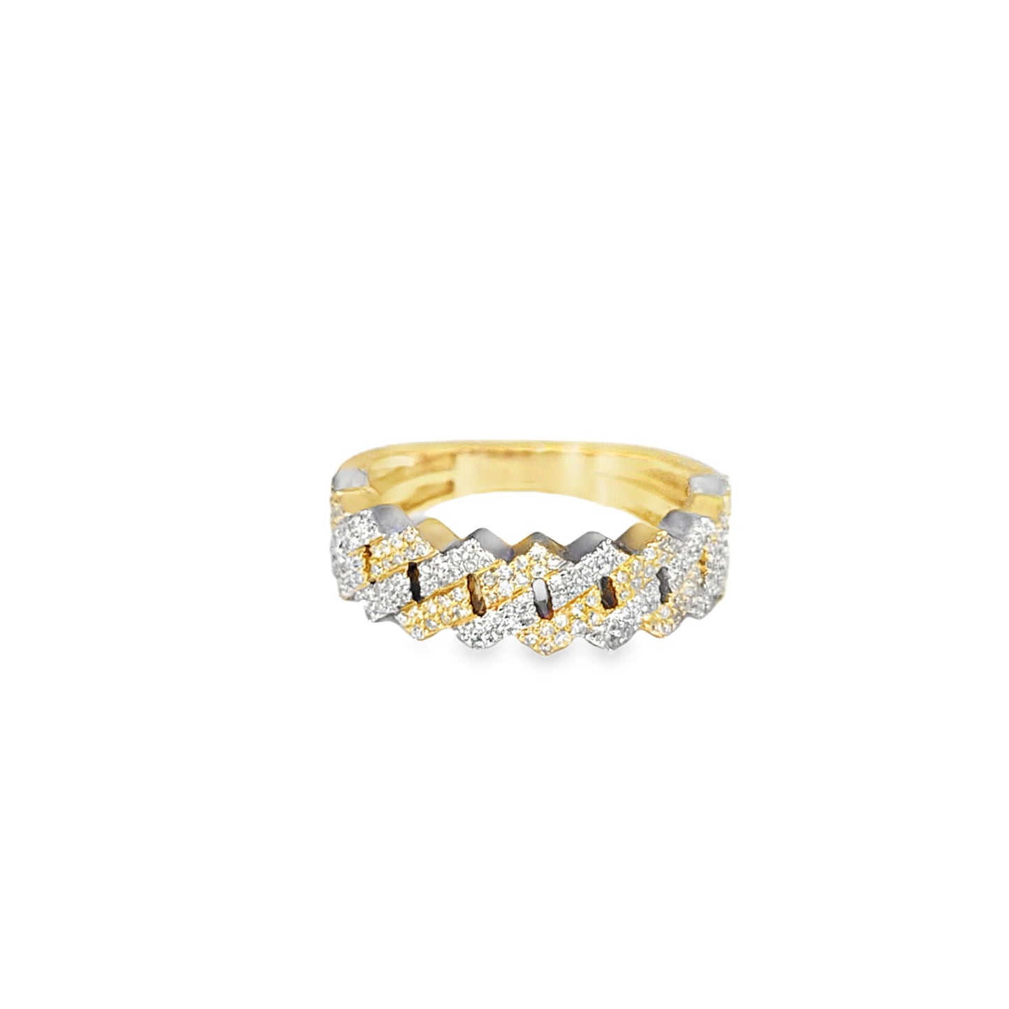 Diamond Cuban Link Ring 0.50 ctw 10K Yellow Gold