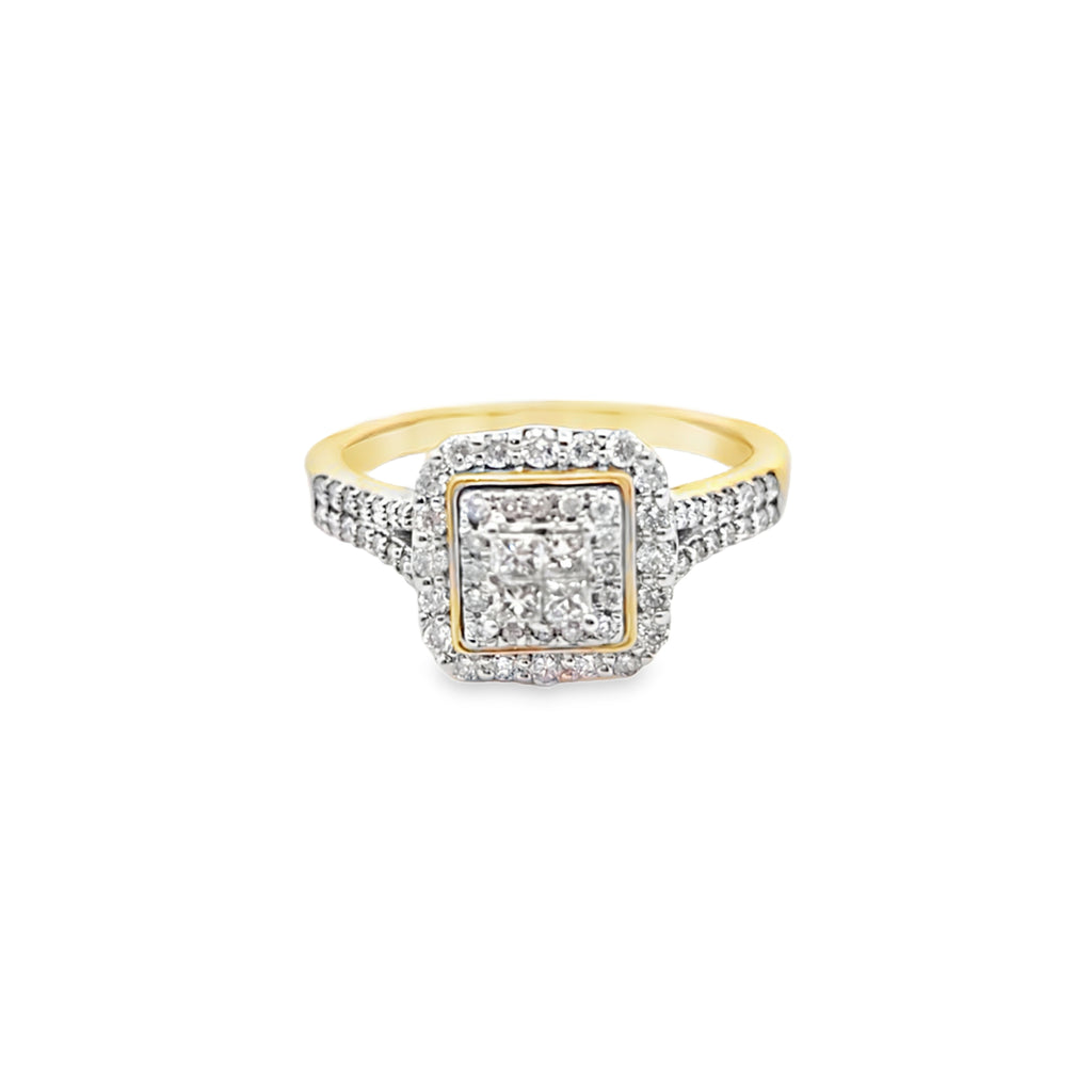Diamond Square Shaped Ring 0.50 ctw 10K Yellow Gold