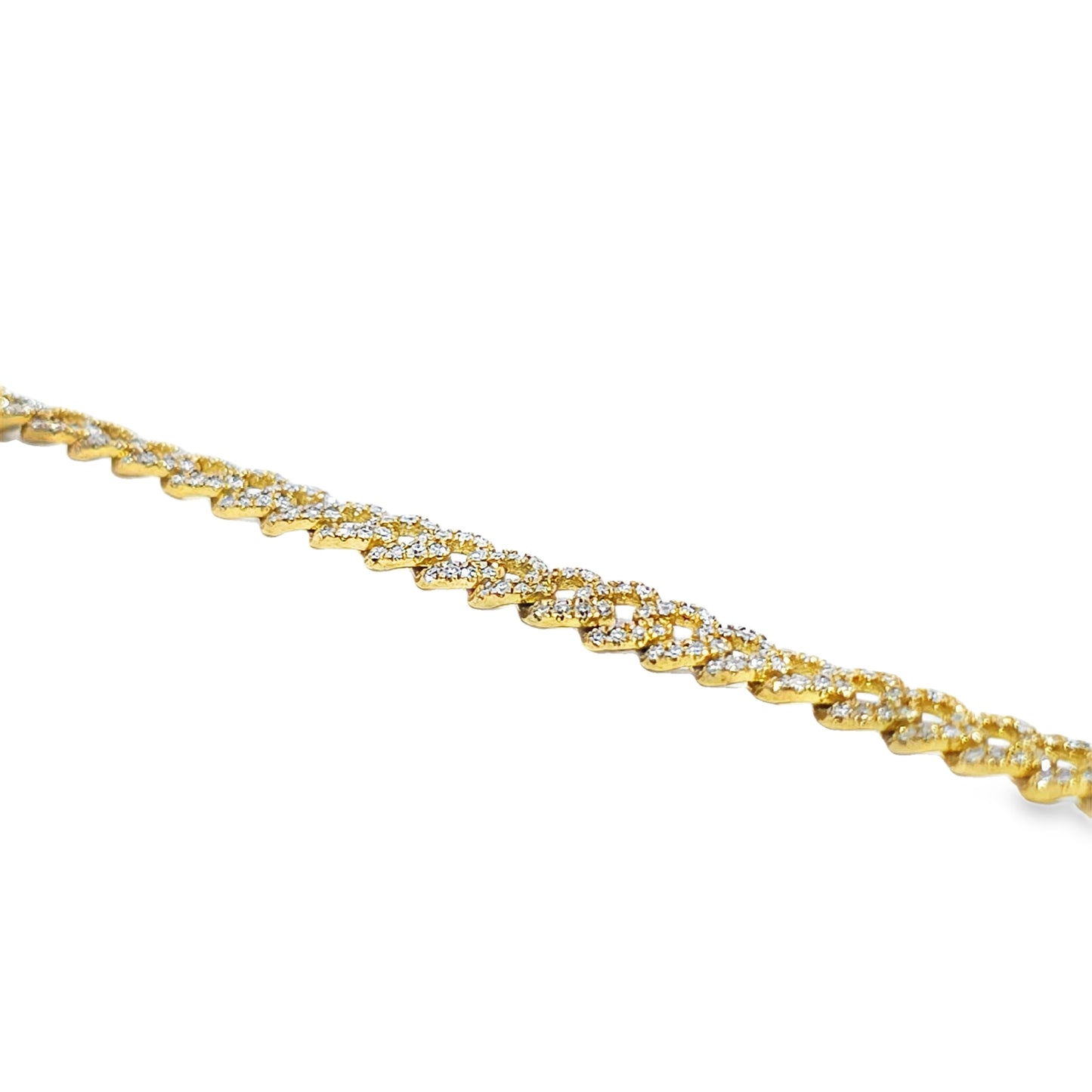5MM Luxury Cuban Bracelet 0.95 ctw Diamond 10K Yellow Gold 7"