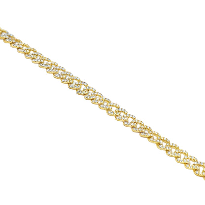5MM Luxury Cuban Bracelet 0.95 ctw Diamond 10K Yellow Gold 7"