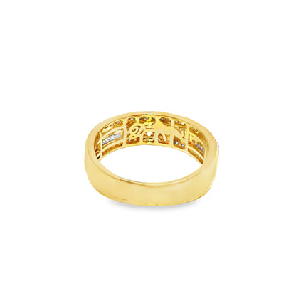 Diamond 4 Row Wedding Band Ring 0.93 CTW in 10K Yellow Gold – Round Cut