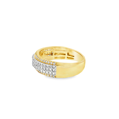 Diamond 4 Row Wedding Band Ring 0.93 CTW in 10K Yellow Gold – Round Cut
