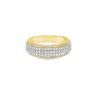 Diamond 4 Row Wedding Band Ring 0.93 CTW in 10K Yellow Gold – Round Cut