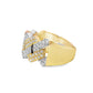 10K Yellow Gold Diamond Cuban Link Ring 1.15ctw | Iced Out Band