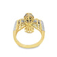 10K Yellow Gold Diamond Cross Ring 0.92 CTW | Baguette & Round Cut Stones