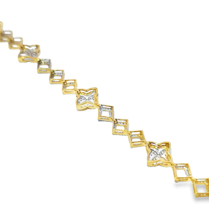 10K Gold Women's Clover Diamond Link Bracelet 1.45ctw