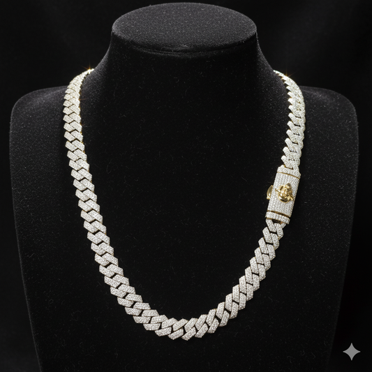 9mm Cuban Link in 10K Gold And Natural VS Diamonds