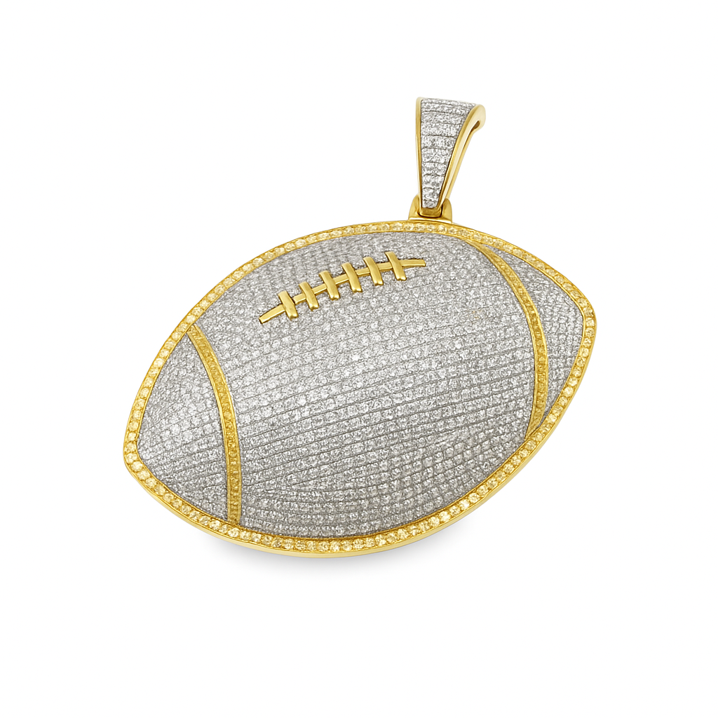 10K Yellow Gold Diamond Football Pendant 1.50 ctw – Sports & Luxury Jewelry | Jewelry Palace Lithonia, GA