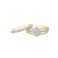 10K Yellow Gold Diamond Halo Engagement Ring Set w/ Band 0.42 CTW Bridal