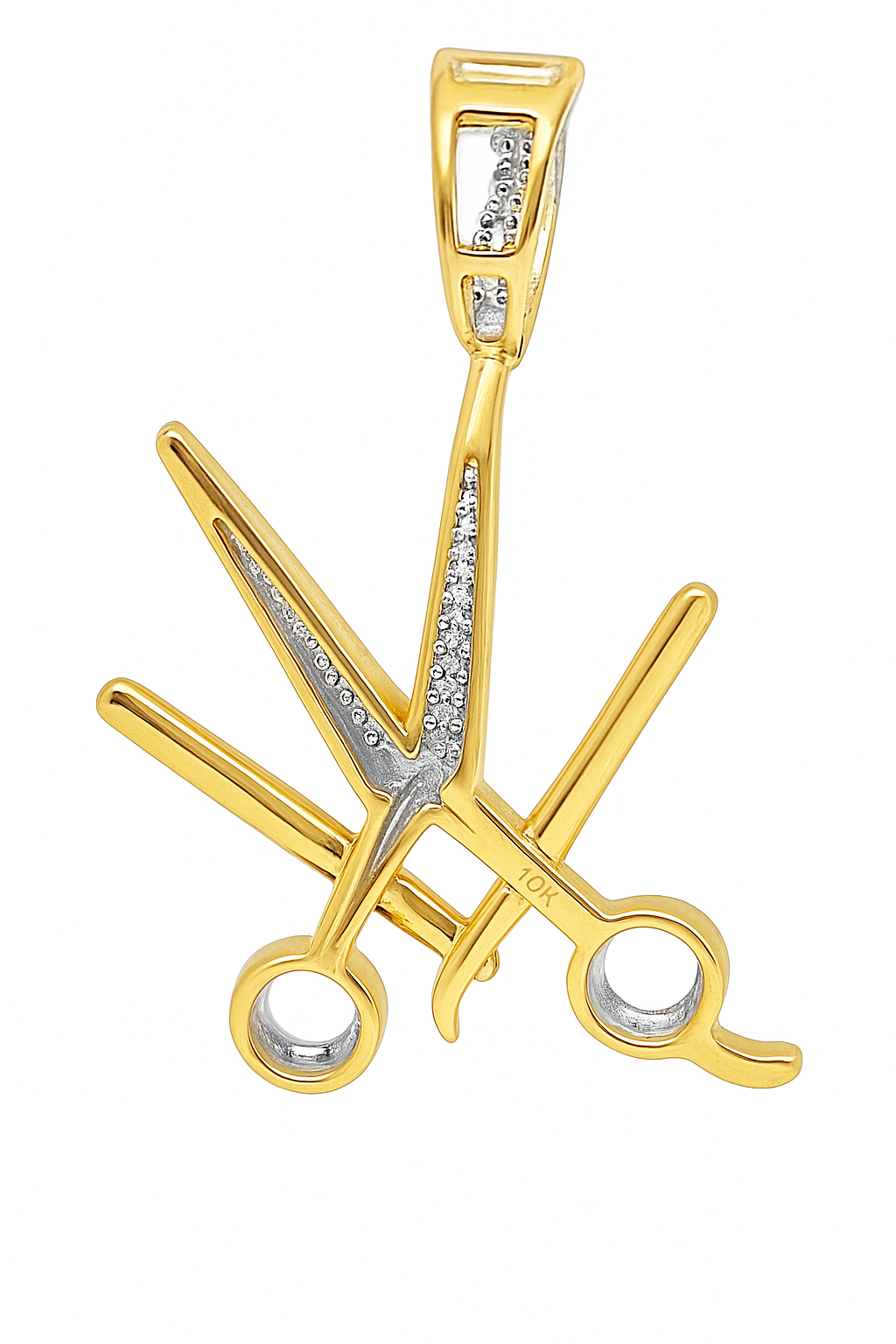 10K Yellow Gold Diamond Scissors Pendant 0.33 ctw – Barber & Stylist Jewelry | Jewelry Palace Lithonia, GA
