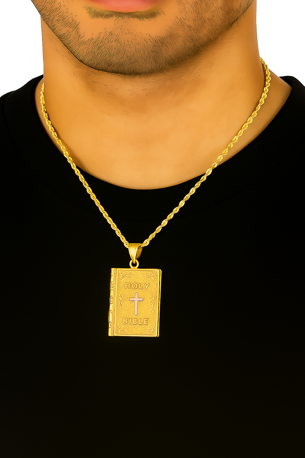 10K Yellow Gold Holy Bible Pendant Necklace Set – Symbol of Faith & Devotion | Jewelry Palace