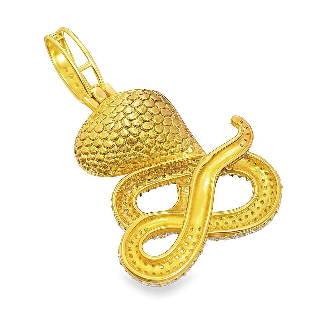 10K Yellow Gold Diamond Snake Pendant 1/5 ctw – Unique Gold Serpent Charm | Jewelry Palace Lithonia, GA