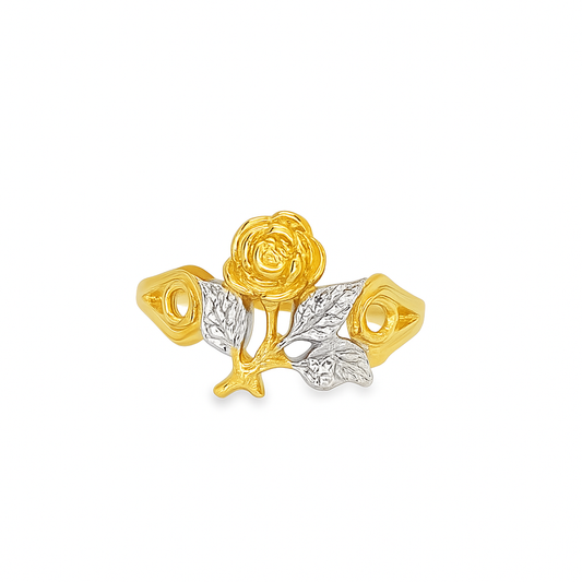 10K Yellow Gold Floral Motif Ring with White Gold Accents | Jewelry Palace