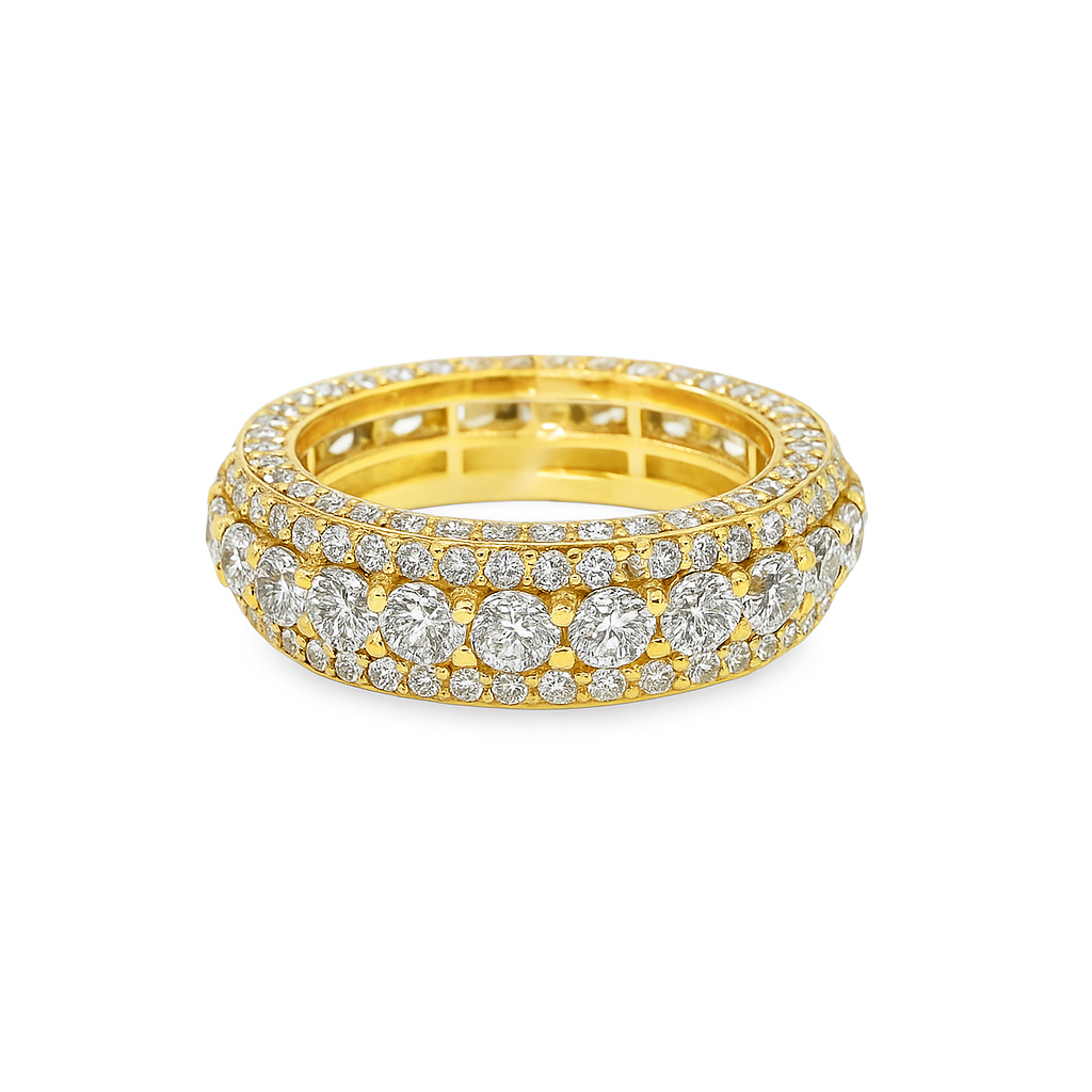 10K Yellow Gold Diamond Eternity Band 6.00 CTW | Men’s Iced-Out Round Cut Ring | Jewelry Palace