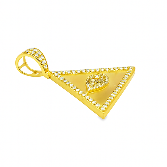 10K Yellow Gold Diamond Triangle Eye Pendant 0.90 ctw | Iced Out Protection Pendant for Men & Women – Jewelry Palace