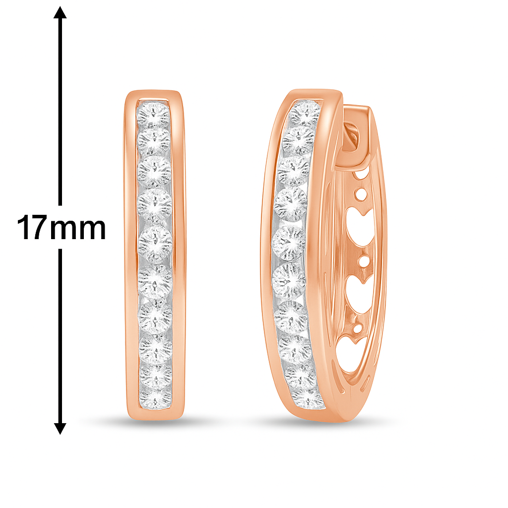 Diamond Hoop Earrings 0.50 ctw 10K Rose Gold
