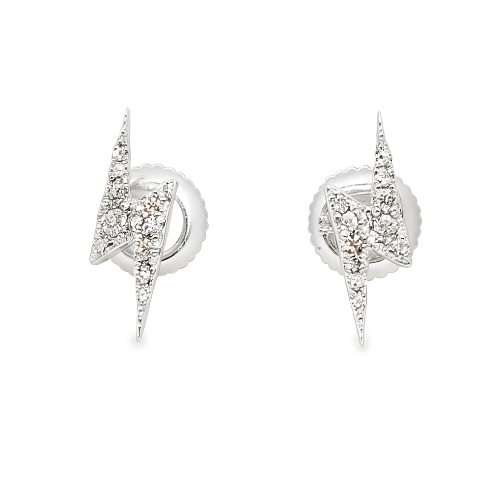 10K White Gold Lightning Bolt Diamond Earrings – 1/6 CTW | Jewelry Palace