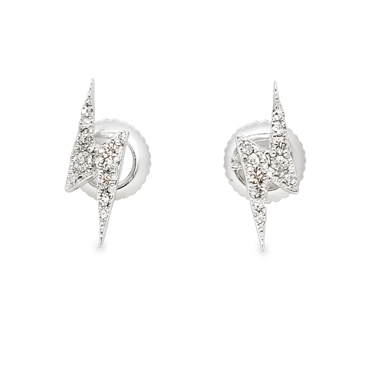 10K White Gold Lightning Bolt Diamond Earrings – 1/6 CTW | Jewelry Palace