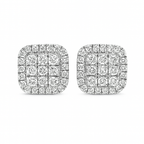 10K Yellow Gold Diamond Square Stud Earrings 0.36 ctw | Jewelry Palace