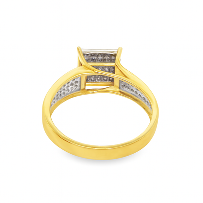 10K Yellow Gold Square Cluster Diamond Ring 0.15 ctw