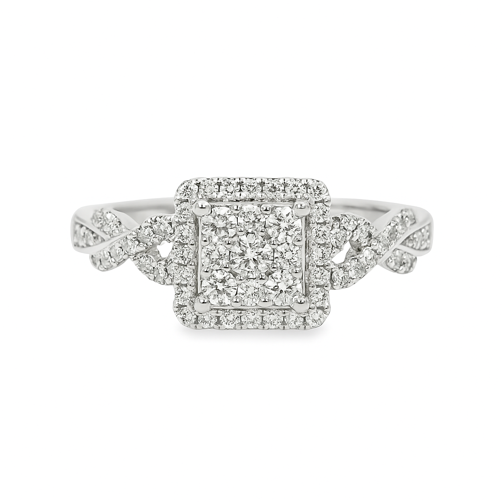 14K White Gold Diamond Ring 0.50 ctw | Square Brilliant Cut Cluster – Jewelry Palace Lithonia GA