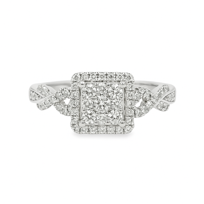 14K White Gold Diamond Ring 0.50 ctw | Square Brilliant Cut Cluster – Jewelry Palace Lithonia GA