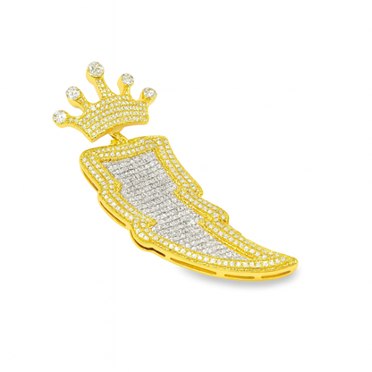 10K Yellow Gold Diamond Tribal Horn Pendant with Crown 1.10 ctw | Iced Out Gold Pendant – Jewelry Palace