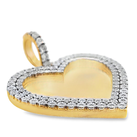 10k Yellow Gold Heart Shaped 2 Row Diamond Memory Pendant 0.50 ctw