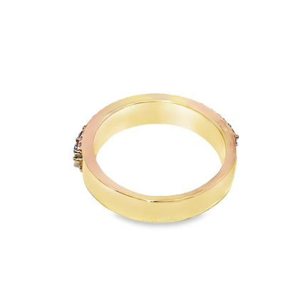 Mens Diamond Band 3 Row 10K Yellow Gold 1.59ctw Diamond