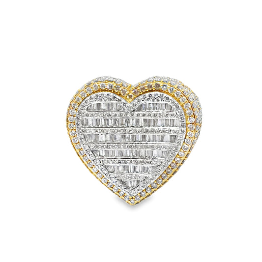 Baguette Heart Ring 4.00 ctw Diamond 10K Yellow Gold