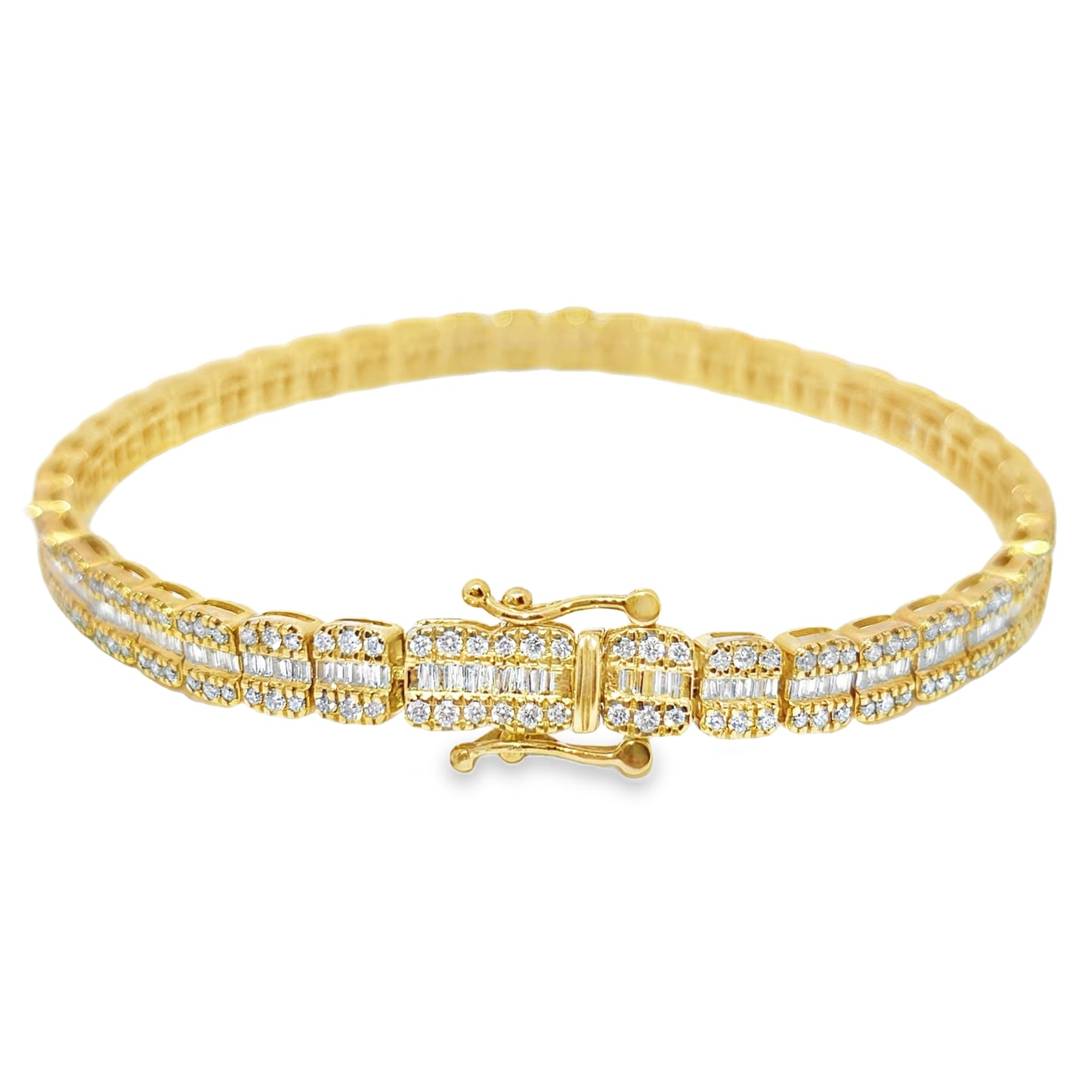 10k Yellow Gold Diamond Baguette Bracelet 3.59 ctw