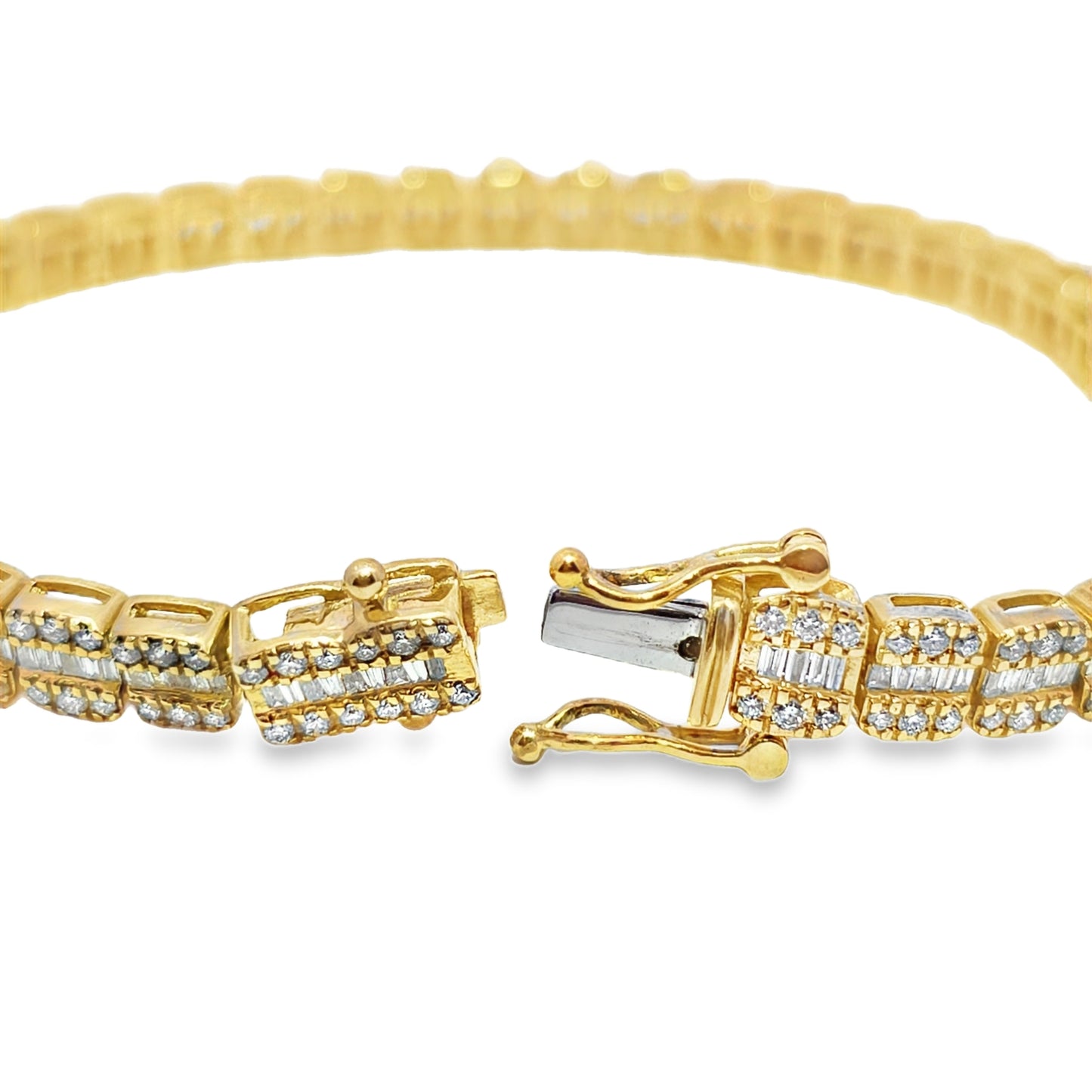 10k Yellow Gold Diamond Baguette Bracelet 3.59 ctw