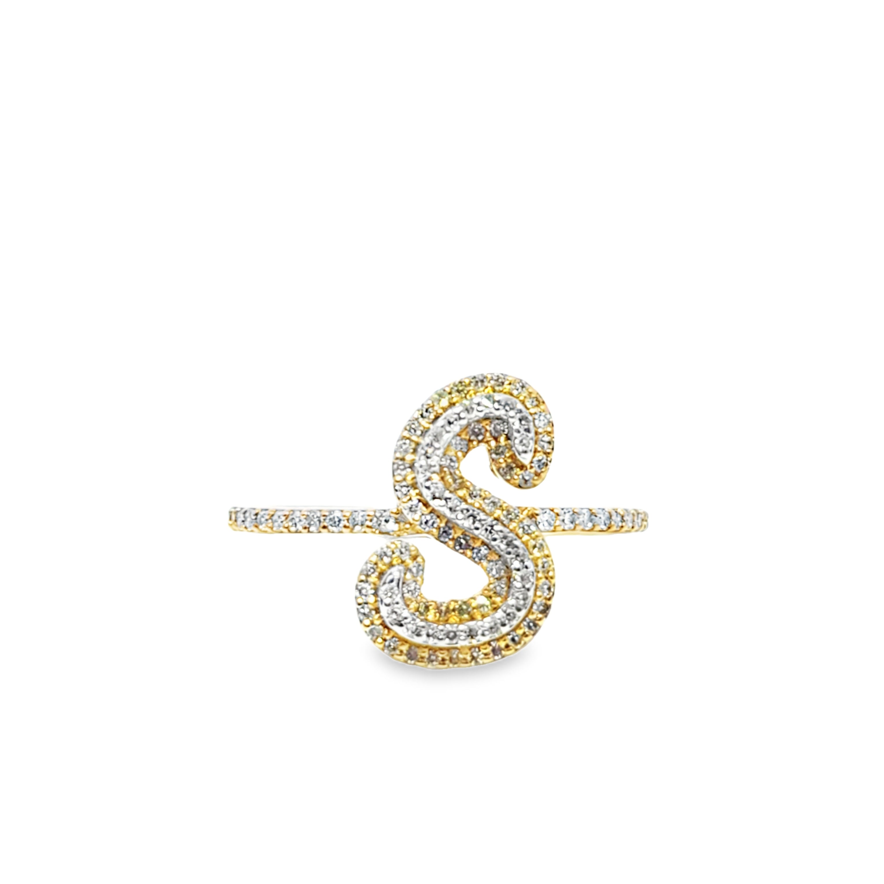 "S" Initial Ring 0.36 ctw Diamond 10K Yellow Gold