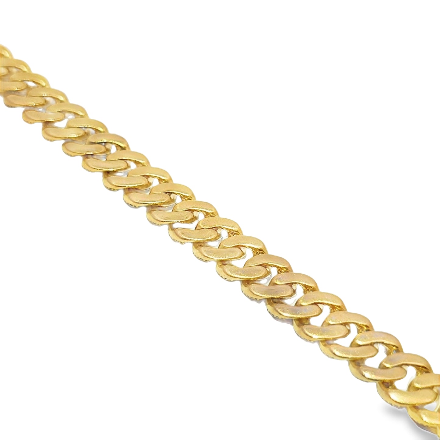 10k Yellow Gold Baguette Diamond Cuban Link Bracelet