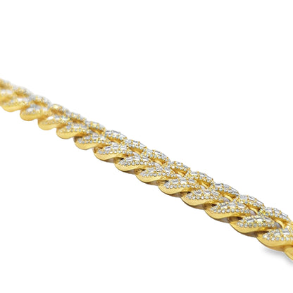 10k Yellow Gold Baguette Diamond Cuban Link Bracelet
