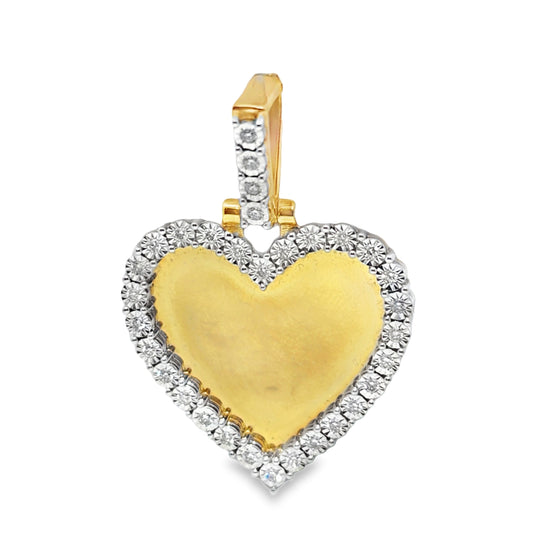 10k Yellow Gold Diamond Heart Memory Pendant 0.56 ctw