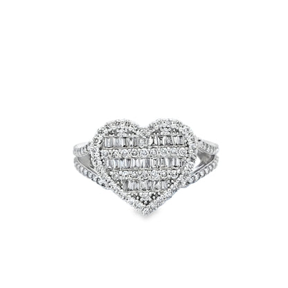 Heart Ring 1.02 ctw Diamond 10K White Gold
