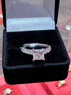 2.01 CT Princess Cut IGI Certified Lab Grown Diamond Engagement Ring – 18K White Gold 3.01 ctw Overall