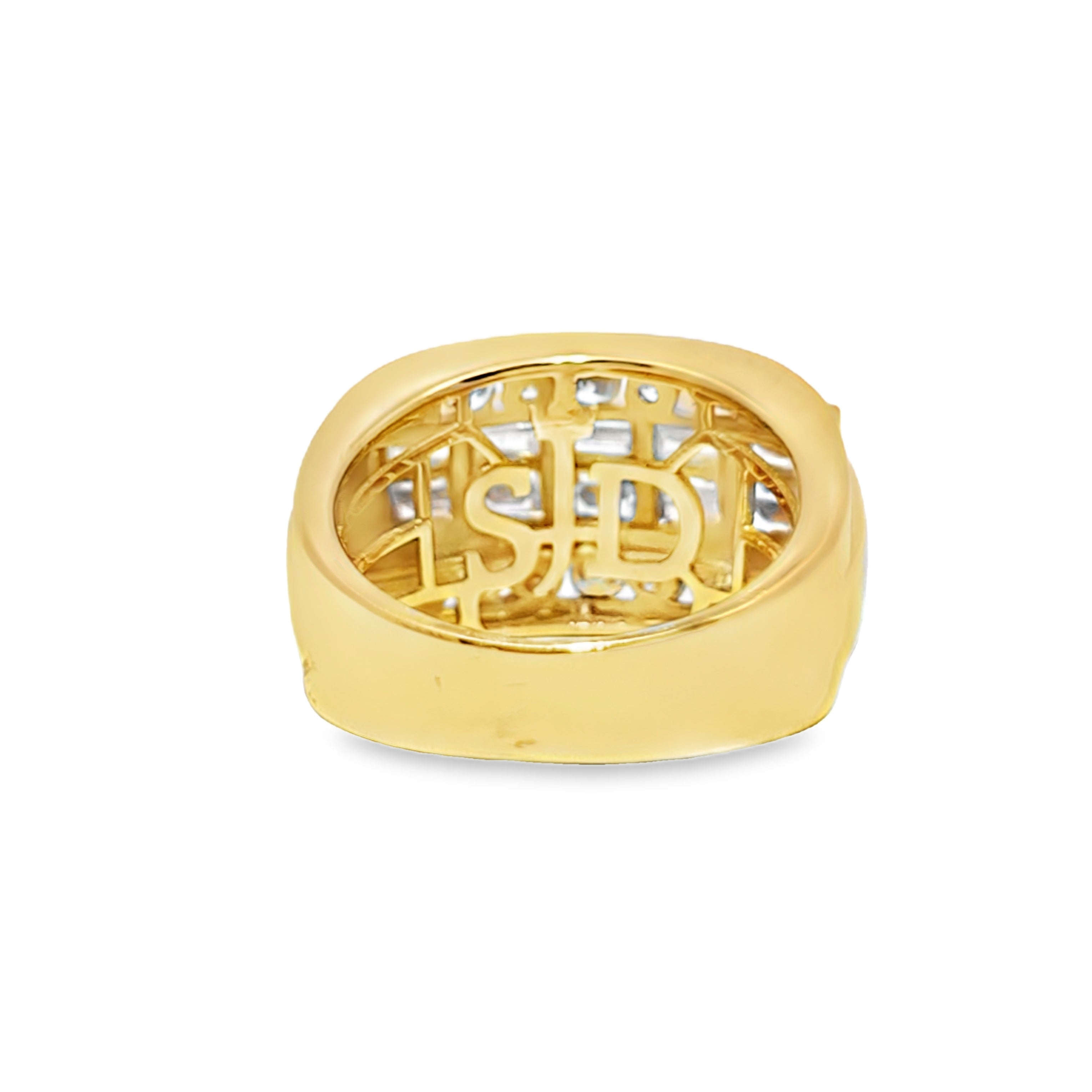 Finish Round & Baguette Cut Ring Wedding Band 2.98 ctw Diamond 10K Yellow Gold